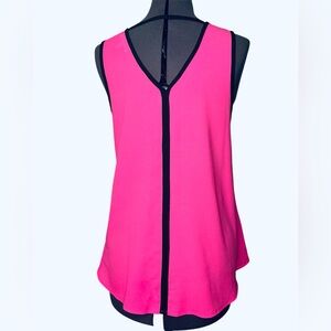Hot Barbie Pink Sleeveless Tank Top with Black Trim